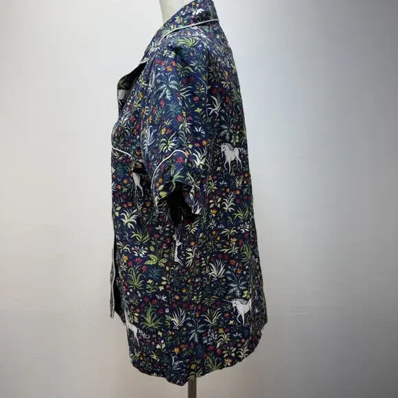 Printfresh Unicorn Garden Print Short Sleeve Organic Cotton Pajama Set Size S - Picture 6 of 15